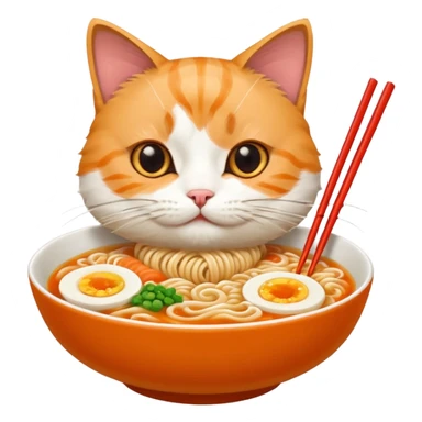 Cat eating ramen noodles  sticker