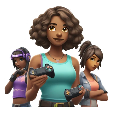 3 girls playing Fortnite sticker