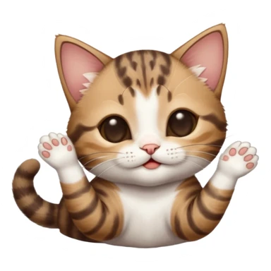 dark brown tabby and white kitten with his eyes closed whilst in funny positions stretched out and  upside down sticker