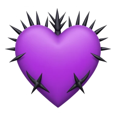 purple heart with black thorns sticker