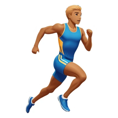 An icon featuring The background showcases a vibrant stadium with cheering fans, bright lights, and a clear sky. an athlete sprinting on a track, with powerful strides and determination. The athlete's motion is dynamic, emphasizing speed and competition. sticker