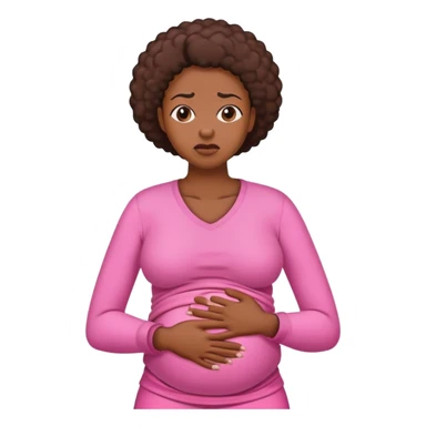 Black woman in pink holding stomach in pain sticker
