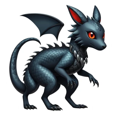 Sophisticated Modern Gothic Gloomy Futuristic Scaly Cyber-Salandit-Umbreon-Litten-Hybrid (Full body) sticker