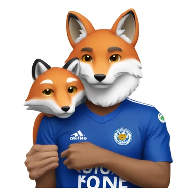 Leceister football white face supporter with fox on shoulder sticker