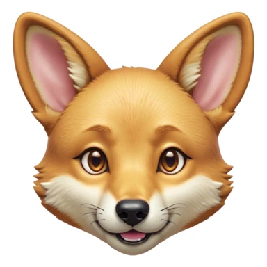 Cinematic Cute Dingo Portrait Emoji, Head tilted playfully and inquisitively, featuring a glossy sandy fur with naturally perky ears and round, sparkling amber eyes filled with curious mischief, Simplified yet irresistibly adorable features, highly detailed, glowing with a warm, friendly glow, high shine, affectionate and spirited, stylized with a touch of outback whimsy, bright and endearing, soft glowing outline, capturing the essence of a mischievous yet loving dingo, so playful it feels like it could bound out of the screen into your arms! sticker
