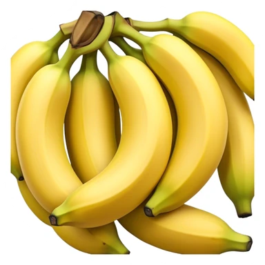Cinematic bright yellow banana, smooth peel with gentle curves, slightly ripened, stacked in a charming bunch, warm glowing background, soft and inviting. sticker