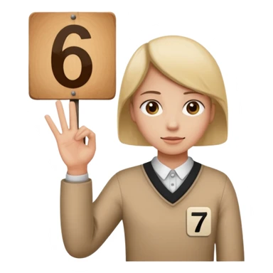 Un bonhomme tenant une pancarte avec le numéro 6 dans la main gauche et une pancarte avec le numéro 7 dans la main droite  sticker