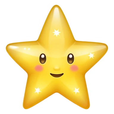 Generate a high-quality 3D cartoon-style emoji of a yellow sparkling star, glittering and shining effect, smooth gradient colors, rounded and cute appearance, no human faces, simple white background, high-resolution.

 sticker