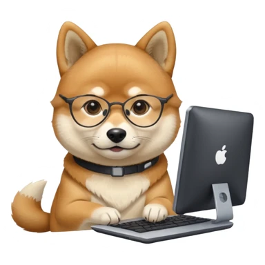 creative shiba inu with eye glasses and computer  sticker