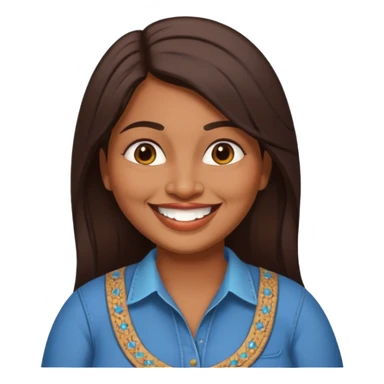 40 yr old chubby indian woman, dark skin, straight brown hair, big smile, white teeth, western clothes sticker
