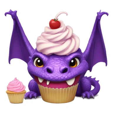 Purple dragon eating a cupcake sticker