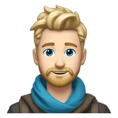 blond-guy-with-taper-fade,-straight-tiktok-guy-front-and-top-of-hair-and-dark-blonde-beard-and-blue-eyes-and-big-nose-and-scarf-on-the-middle-of-forehead sticker