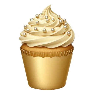 cupcake with beige frosting and gold pearls sticker