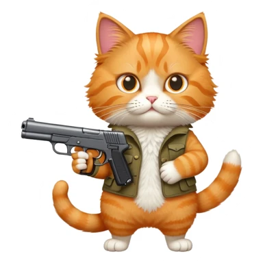 Cat with a gun sticker