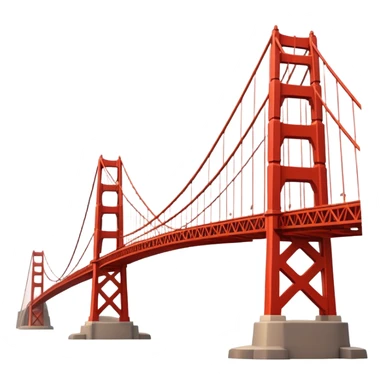 Cinematic Realistic Golden Gate Bridge Landmark Emoji, depicted with the iconic suspension bridge rendered with rich detail and vibrant, dynamic lighting. sticker