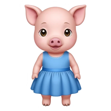 a baby pig wear blue dress sticker