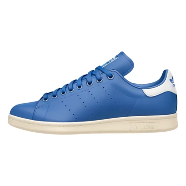 blue adidas Stan Smith with white sole sticker