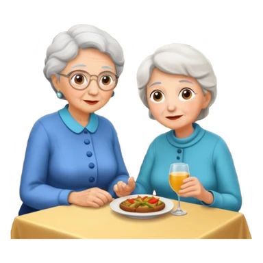 conversación dentro de un restaurant  dos personas y una de las persoans sea una abuela sticker