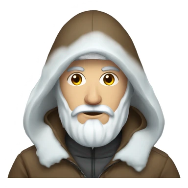 Russian man with beard in a hood covered with snow and ice sticker