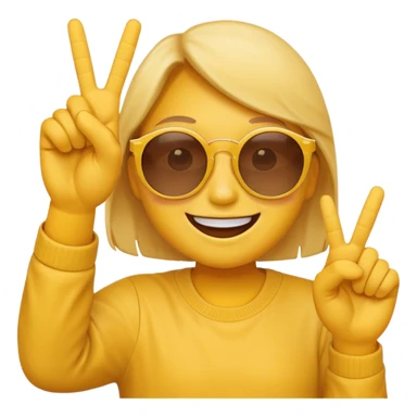 the yellow circle wearing sun glasses emoji holding up a peace sign sticker