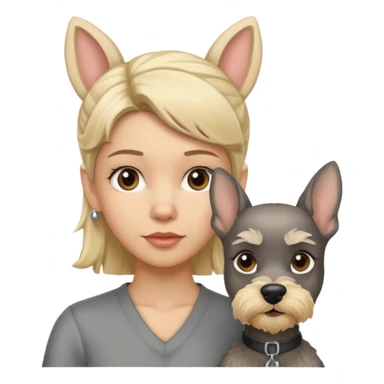 Schnauzer con orejas levantadas y mujer güera sticker