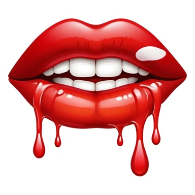 White paint dripping from red ombre glossy lips sticker