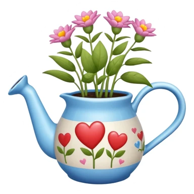 i want a watering jug with legs watering 3 plans in increasing height with hearts in the flowers sticker