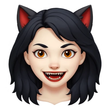 Werewolf black hair girl with a smile sticker