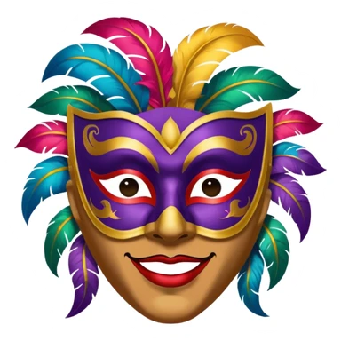 A man with a painted carnival mask, vibrant colors and confident expression. sticker