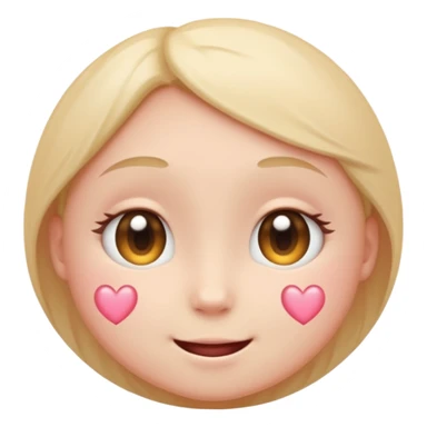 “Pastel round emoji with shy sparkling eyes, gentle blush, trembling smile, hidden heart, soft glow—expressing quiet love, vulnerability, and tender emotions no hair sticker