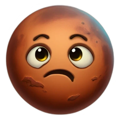 planet Mars with a cartoon nauseated face with big calm eyes sticker