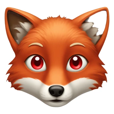 deep lush red fox face with tiny red heart instead of eyes sticker