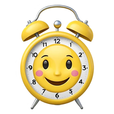 cute alarm clock with a happy face, energetic and positive, good morning emoji sticker