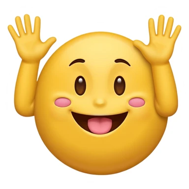 A smiling emoji with its tongue out hands out on the side sticker