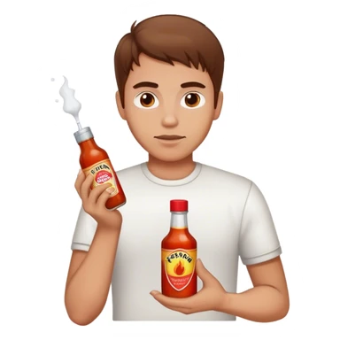 brown hair guy holding hot sauce and salt sticker