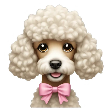 A cute poodle with a bow sticker
