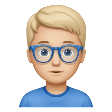 child with blue shirt blue glasses sticker