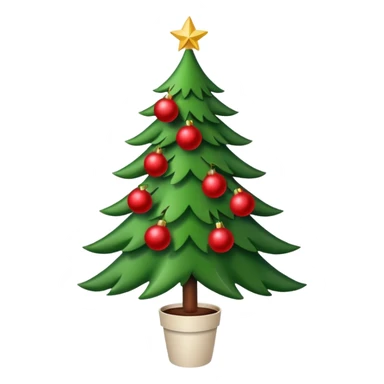 christmas tree with red balls and just the coffe stem down sticker
