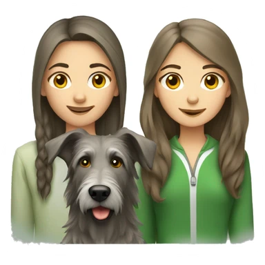 brown hair girl and Irish wolfhound dog  sticker