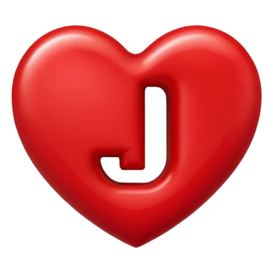  Red J initial in read heart sticker