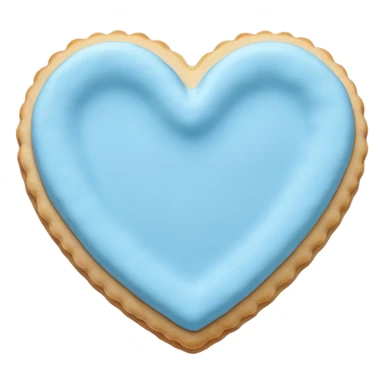Realistic shortbread cookie in the shape of a heart with pastel blue sticker