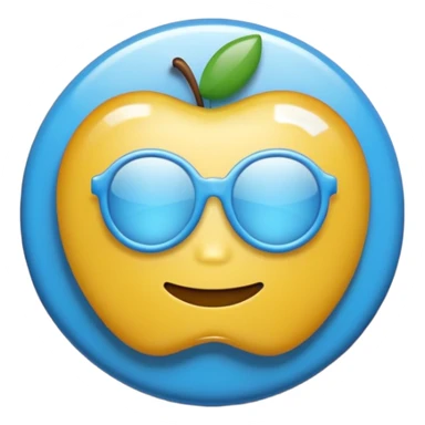 A glossy, three-dimensional emoji pin badge showing the text "TODOC". The font is modern, rounded, sans-serif, and colored in a professional medical blue. The badge has soft edges and reflections, in the style of Apple emojis. White background. sticker