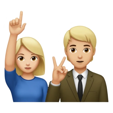 une fille blonde qui fait un doigt d'honneur a un mec brun parce qu'il vient de l'insulter sticker