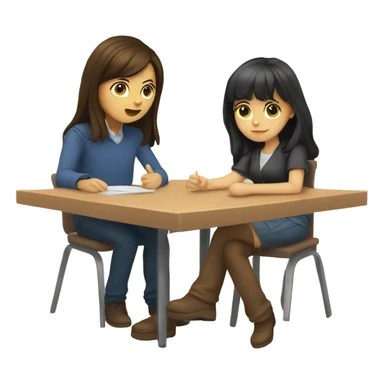 Brunette girl with bangs and brunette boy doing calculus sticker