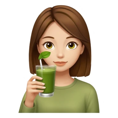 girl with brown hair drinking a glass of matcha sticker