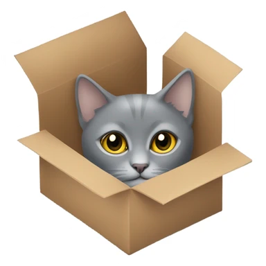 Hiding grey short hair cat in a box sticker