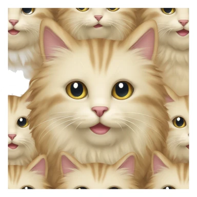 Cream beige coloured fluffy cat with brown sticker