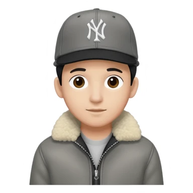 Cappellino New Era New York nero e persona con giubbotto di pecora grigio sticker