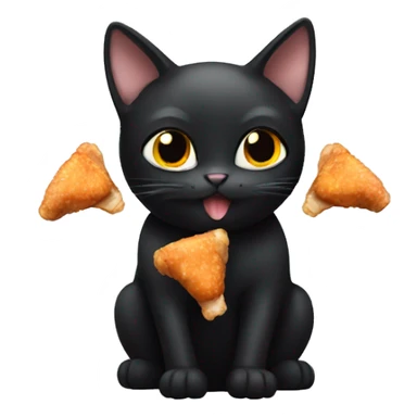 Black Cat eating chicken wings sticker