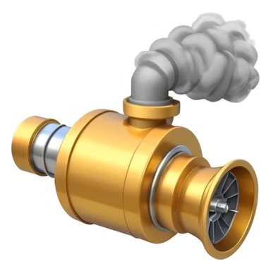 Emoji of a turbocharger blowing boost with cartoon smoke puffs sticker
